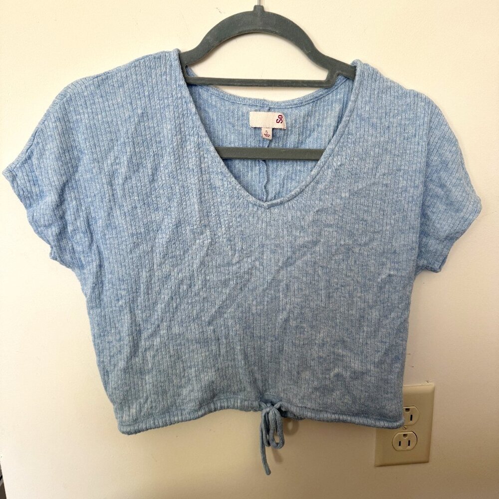 SO Ribbed Blue Crop-tee